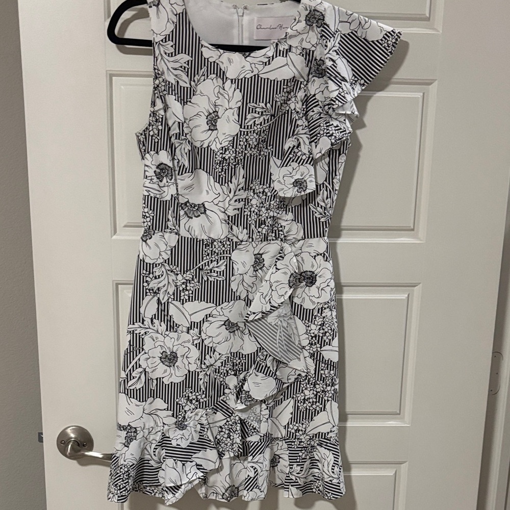 Floral Black and White Dress